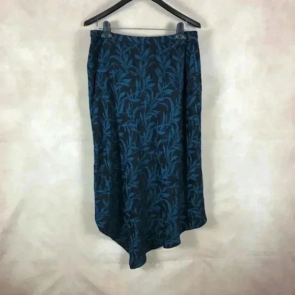 ALFANI Black/Teal Floral Asymmetrical Hem Midi Skirt NEW 14 - Picture 9 of 9